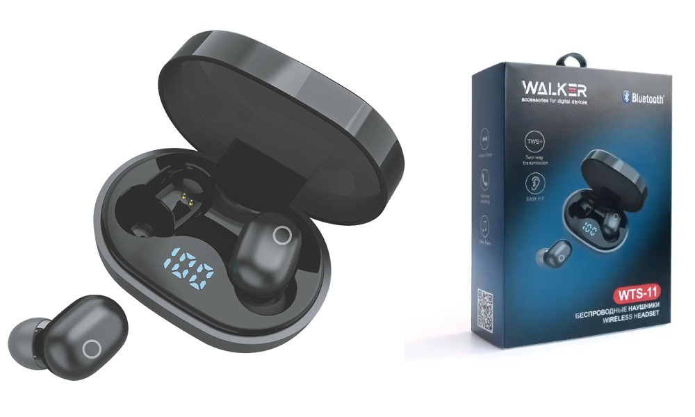 Бездротові портативні Bluetooth навушники WALKER WTS-11 стерео гарнітура, black