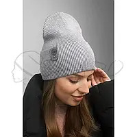 Шапка женская с отворотом одинарная удлиненная молодежная шапочка рубчик Braxton 5154 Маренго