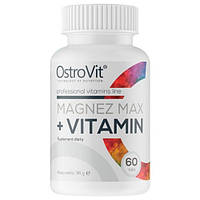 Микроэлемент Магний для спорта OstroVit Magnez Max + Vitamin 60 Tabs AO, код: 7718621