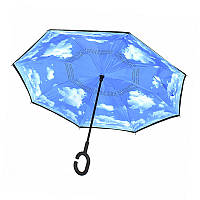 Зонт наоборот Up-Brella Голубое небо. Механический складной зонтик наоборот устойчивый к ветру