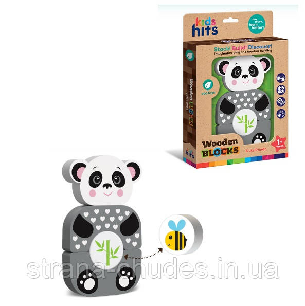 Дерев'яна іграшка Kids hits  панда 4 деталі кор. 18,5*27,9*3 см /40/