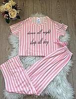 Женская пижама в полоску с штанами Dance, пижама для дома и сна М, L, XL Розовый