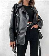 Женская куртка косуха оверсайз из экокожи. Размеры 56,58,60,62,64.