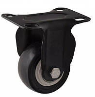 Опора колісна посилена неповоротна 40мм (чорна гума)