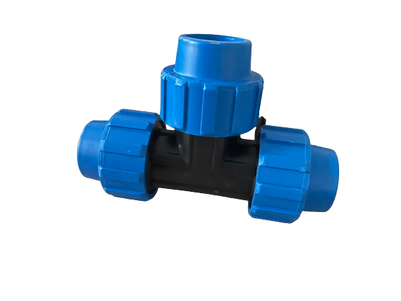 Трійник затискний 40*40*40 для з'єднання поліетиленової труби Корея, фото 1