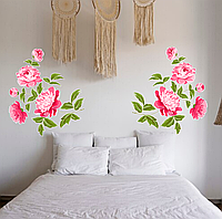 Виниловая интерьерная наклейка цветная декор на стену (обои и иные материалы) "Розовые пионы. Цветы" с оракала