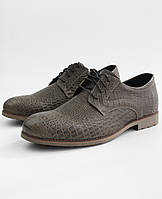 Мужские туфли кожа с тиснение крокодила коричневые дерби повседневная обувь Rosso Avangard Solder Crocco