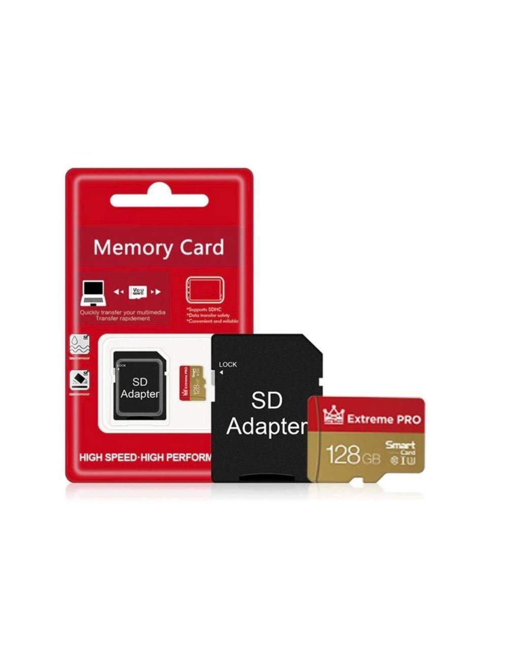 Карта пам’яті MicroSD Extreme Pro 128GB Class 10 з SD адаптером швидка надійна пам’ять для фото відео гаджетів, фото 1