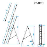 Драбина INTERTOOL LT-0311 з алюмінію, 3-секційна, універсальна, розкладна, 3*11 сход., 6.7 м, фото 4
