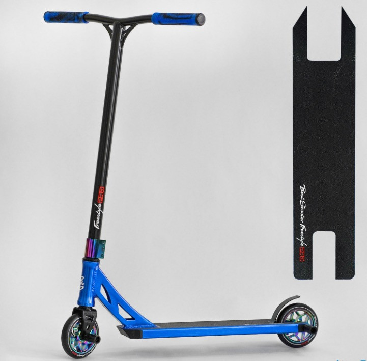 Трюковий самокат Best Scooter Freestyle N-12740 Чорний / Синій Якісний надійний дитячий самокат