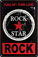 Металлическая табличка / постер "Rock Star (Tune Up, Turn Loud, Rock)" 20x30см (ms-00596)