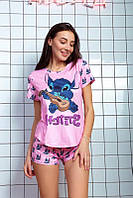 Женская пижама с шортами Stitch Стич, пижама для дома и сна S, M, L Розовый