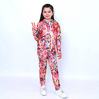 Стильний спортивний костюм на дівчинку, принт квіти  6-10 років, фото 4