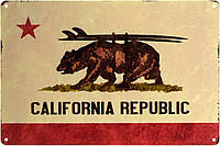 Металева табличка / постер "Каліфорнійська Республіка / California Republic" 30x20см (ms-001906)