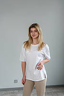 Женская футболка с разрезом цвет Белый р. M. L XL748692. 748693 XL