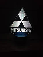 3d-светильник Митсубиши Митсубиси лого Mitsubishi, 3д-ночник, несколько подсветок (на батарейке), подарок