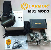 ORIGINAL! Тактические активные наушники EARMOR M31 MOD3 с креплением на шлем чебурашки. Наушники Армор. Olive