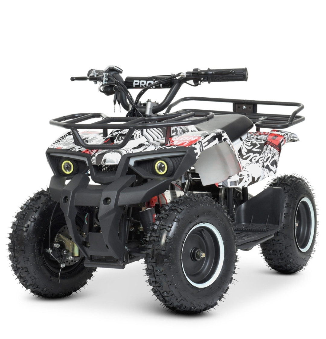 Дитячий електроквадроцикл HB-ATV800AS-2-3 Мотор800W, 3акк12A/12V, скор22км/год, до65 кг, чорно-біло-червоний Mila