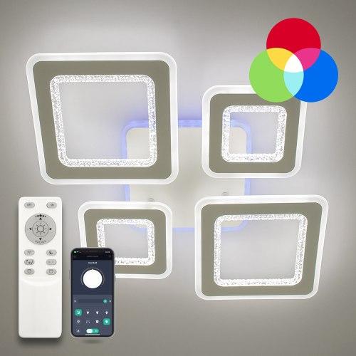 Люстра світлодіодна з пультом ДУ до 20 м2 біла LUMINARIA OVAL DOUBLE RGB 124W 5S WHITE/CLEAR