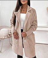 Альпака Женское пальто кардиган из натуральной шерсти Размеры 44-52