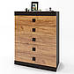 Високий комод Еверест на 5 ящиків Соната-2 80х38х101 венге темний + дуб крафт золотий (DTM-2020), фото 2