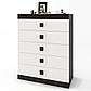 Високий комод Еверест на 5 ящиків Соната-2 80х38х101 венге темний + білий (DTM-2021), фото 2