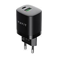 Зарядний пристрій HAVIT HV-UC30 30W USB+USB-C Black