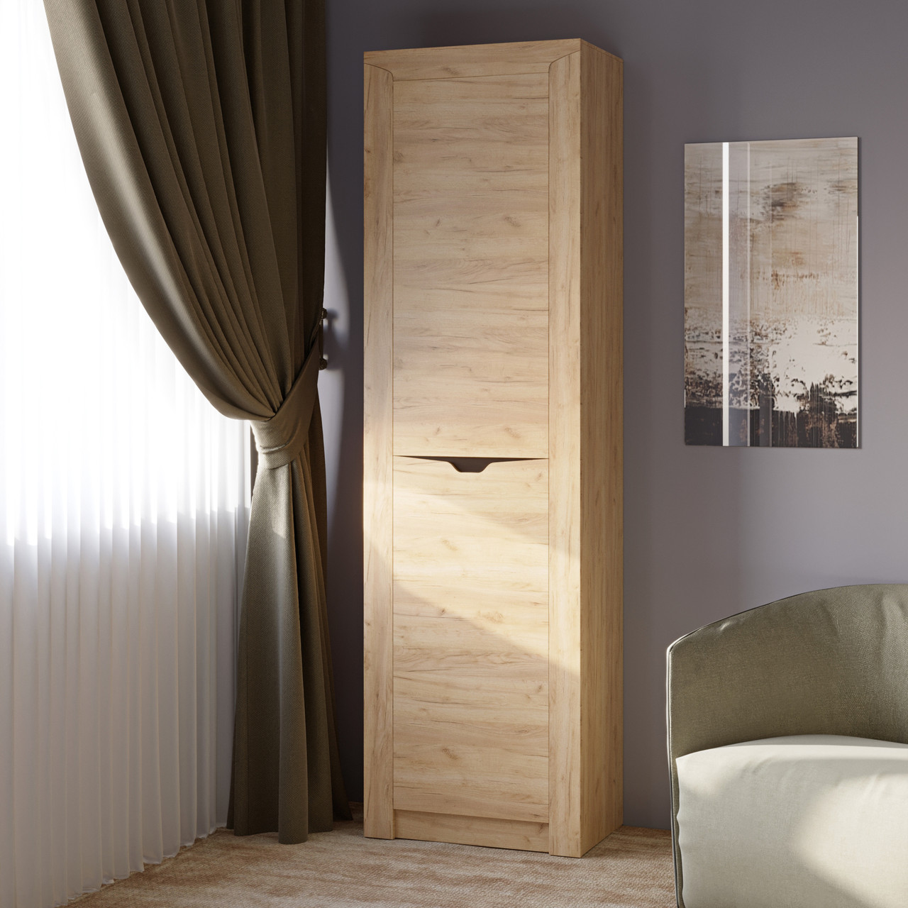 Шафа-пенал закрита Еверест Ліберті лівий дуб крафт золотий (DTM-2269), фото 1