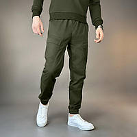 Спортивные штаны мужские весна-осень цвет хаки стильные модные молодежные штаны-карго на парня с карманами