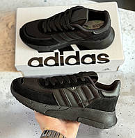 Мужские кроссовки Adidas Retropy Black весна-осень повседневные черные. Живое фото