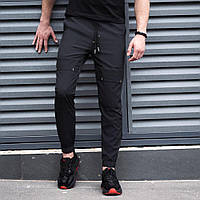 Мужские спортивные штаны джоггеры черные штаны весна-осень с карманами на резинке удобные штаны из плащёвки