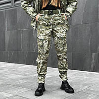 Женские штаны-карго тактические пиксель прямые с множеством карманов штаны весна-осень
