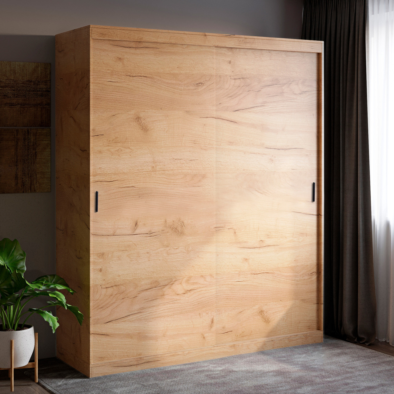 Шафа-купе Еверест Соната 1800 дводверна 180х60х217 дуб крафт золотий (DTM-2670), фото 1