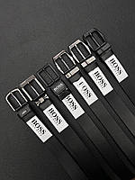 Модний брендовий чоловічий ремінь з натуральної шкіри ширина 4см, Чорний