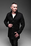 Мужское черное кашемировое пальто | искусственный кашемир + подклад на синтепоне L
