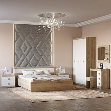 Спальня Соната Еверест Комплект 12 (модульна - 5 елементів) дуб сонома + білий (DTM-2615)