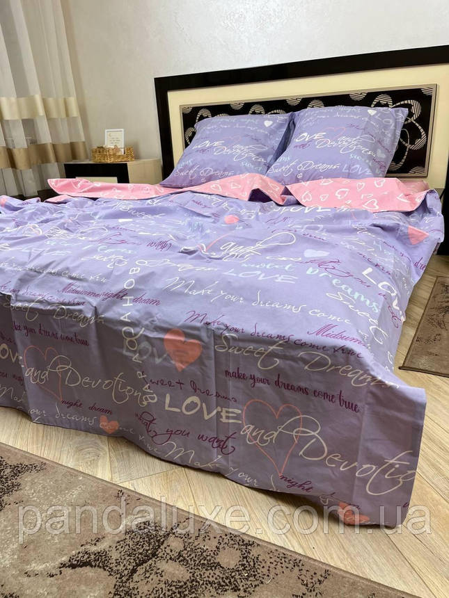 Постільна білизна бавовна бязь голд gold lux комплект Любов Love, фото 3