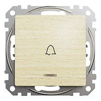 Кнопка - дзвінок одноклавішна береза з синім підсвічуванням Sedna