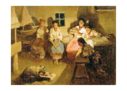 Листівка Українське мистецтво - Дівчата ворожать, 1893, фото 1