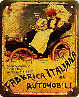 Металлическая табличка / постер "Fiat (Fabbrica Italiana Di Automobili)" 18x22см (ms-103898)
