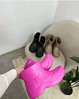 Модні жіночі гумові чоботи LuKC якості, малинові гумові чоботи