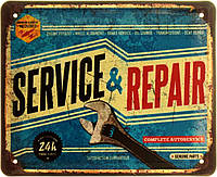 Металлическая табличка / постер "Сервис И Ремонт. Полный Автосервис / Service & Repair. Complete Autoservice"