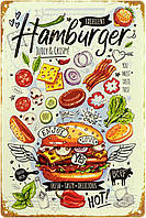Металлическая табличка / постер "Гамбургер (Сочный И Хрустящий) / Hamburger (Juicy & Crispy)" 20x30см