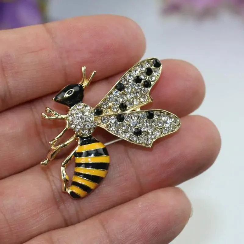 Брошка Bee Бджола джміль шпилька у вигляді бджоли з кристалами, фото 1