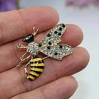 Брошка Bee Бджола джміль шпилька у вигляді бджоли з кристалами