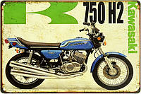 Металлическая табличка / постер "Kawasaki 750 H2" 30x20см (ms-104066)