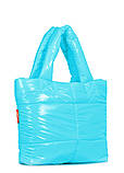 Дута стьобана сумка POOLPARTY Fluffy неонова блакитна, фото 3