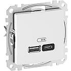 USB розетка A+C 3A 45Вт Білий 71х71х37mm PC [SDD111404] Sedna Design & Elements Schneider Electric