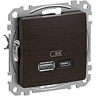 USB розетка A+C 3A 45Вт Венге 71х71х37mm PC [SDD181404] Sedna Design & Elements Schneider Electric