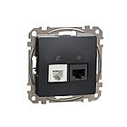 Розетка RJ45+RJ11 6UTP чорний 73х73х37mm ABS-UV [SDD114468] Sedna Design & Elements Schneider Electric